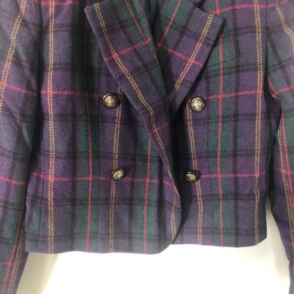 Vintage Amanda Smith Clueless Plaid Wool Made in USA Blazer Jacket Sz M - Picture 3 of 7
